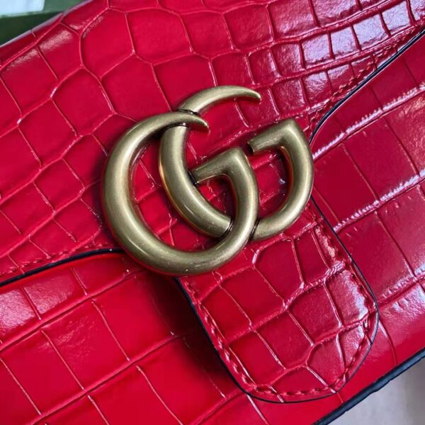 Gucci Women GG Marmont Crocodile Mini Top Handle Bag Red (7)