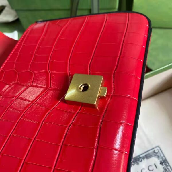 Gucci Women GG Marmont Crocodile Mini Top Handle Bag Red (8)