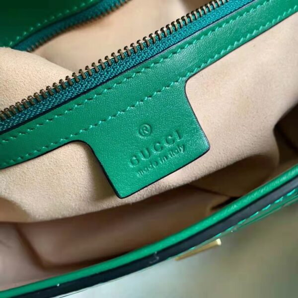 Gucci Women GG Marmont Crocodile Small Shoulder Bag Green Double G (1)