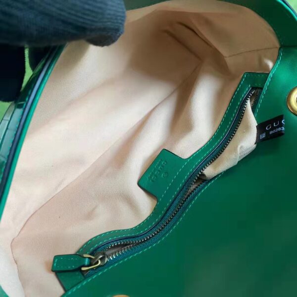 Gucci Women GG Marmont Crocodile Small Shoulder Bag Green Double G (3)