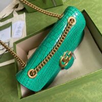 Gucci Women GG Marmont Crocodile Small Shoulder Bag Green Double G Small Shoulder Bag Green Double G (10)