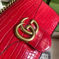 Gucci Women GG Marmont Crocodile Small Shoulder Bag Red Double G Small Shoulder Bag Red Double G (2)