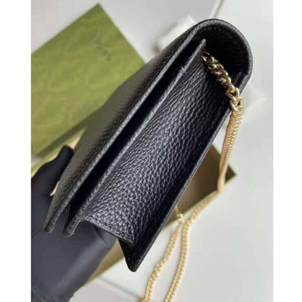 Gucci Women GG Marmont Leather Mini Chain Bag Black Metal Free Tanned Leather Double G (13)