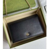 Gucci Women GG Marmont Leather Mini Chain Bag Black Metal Free Tanned Leather Double G