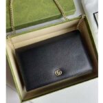 Gucci Women GG Marmont Leather Mini Chain Bag Black Metal Free Tanned Leather Double G - Imagen 3