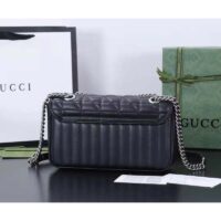 Gucci Women GG Marmont Medium Shoulder Bag Black Matelassé Double G