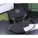Gucci Women GG Marmont Medium Shoulder Bag Black Matelassé Double G - Image 4