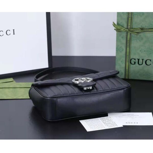Gucci Women GG Marmont Medium Shoulder Bag Black Matelassé Double G (7)