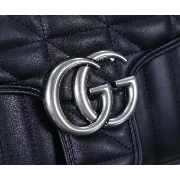 Gucci Women GG Marmont Medium Shoulder Bag Black Matelassé Double G (8)