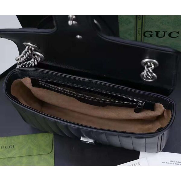 Gucci Women GG Marmont Medium Shoulder Bag Black Matelassé Double G (9)