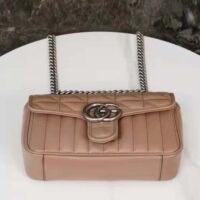 Gucci Women GG Marmont Mini Shoulder Bag Beige Double G Matelassé