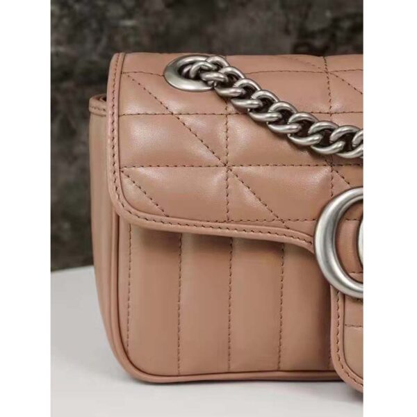 Gucci Women GG Marmont Mini Shoulder Bag Beige Double G Matelassé (4)