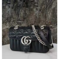Gucci Women GG Marmont Mini Shoulder Bag Black Double G Matelassé