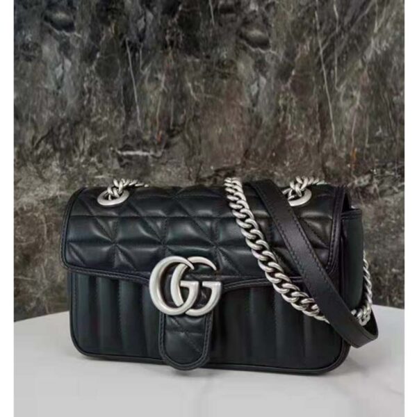 Gucci Women GG Marmont Mini Shoulder Bag Black Double G Matelassé (3)