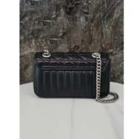 Gucci Women GG Marmont Mini Shoulder Bag Black Double G Matelassé