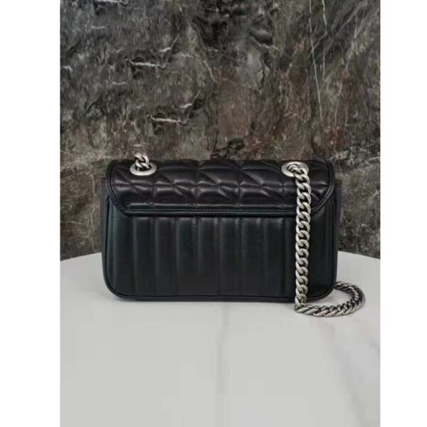 Gucci Women GG Marmont Mini Shoulder Bag Black Double G Matelassé (5)