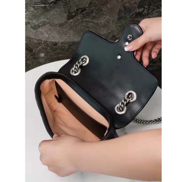 Gucci Women GG Marmont Mini Shoulder Bag Black Double G Matelassé (7)