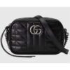 Gucci Women GG Marmont Mini Shoulder Bag Black Matelassé Leather