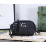Gucci Women GG Marmont Mini Shoulder Bag Black Matelassé Leather - Image 2