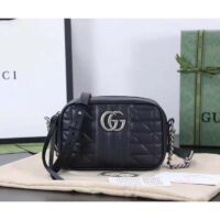 Gucci Women GG Marmont Mini Shoulder Bag Black Matelassé Leather