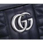 Gucci Women GG Marmont Mini Shoulder Bag Black Matelassé Leather - Image 8