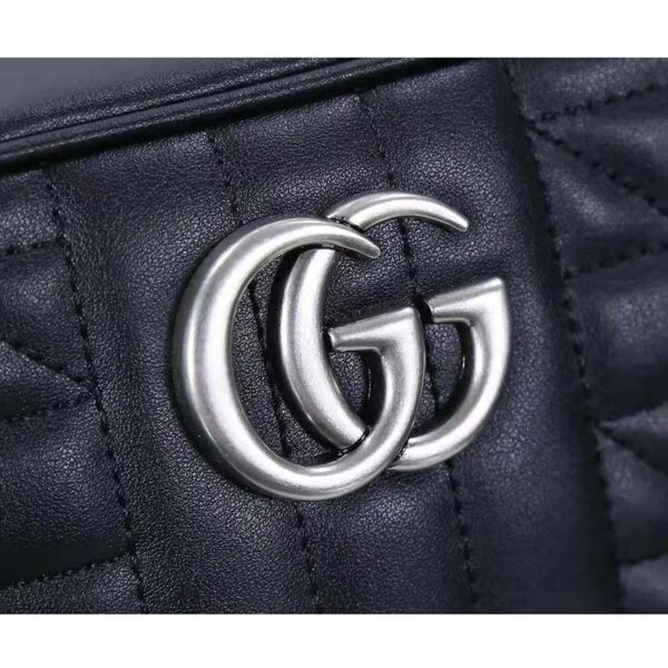 Gucci Women GG Marmont Mini Shoulder Bag Black Matelassé Leather (3)