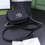 Gucci Women GG Marmont Mini Shoulder Bag Black Matelassé Leather - Image 4
