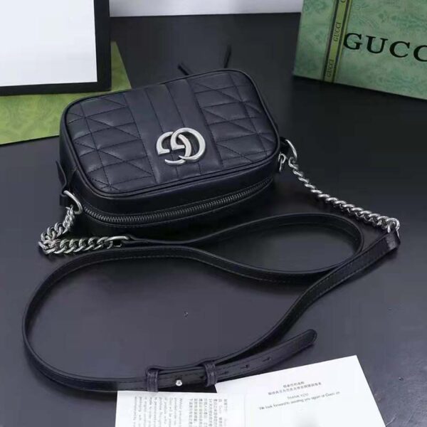 Gucci Women GG Marmont Mini Shoulder Bag Black Matelassé Leather (5)