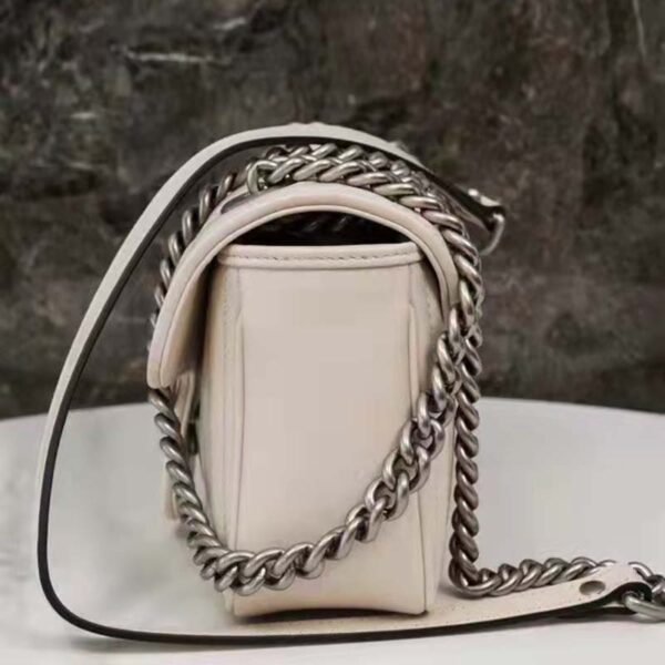 Gucci Women GG Marmont Mini Shoulder Bag White Double G Matelassé (13)