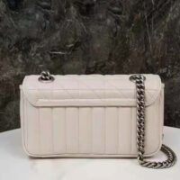 Gucci Women GG Marmont Mini Shoulder Bag White Double G Matelassé