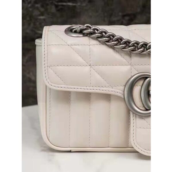 Gucci Women GG Marmont Mini Shoulder Bag White Double G Matelassé (3)