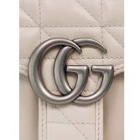 Gucci Women GG Marmont Mini Shoulder Bag White Double G Matelassé