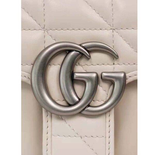 Gucci Women GG Marmont Mini Shoulder Bag White Double G Matelassé (4)