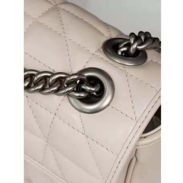 Gucci Women GG Marmont Mini Shoulder Bag White Double G Matelassé (5)