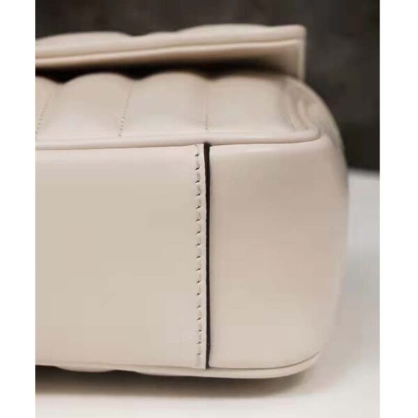Gucci Women GG Marmont Mini Shoulder Bag White Double G Matelassé (6)