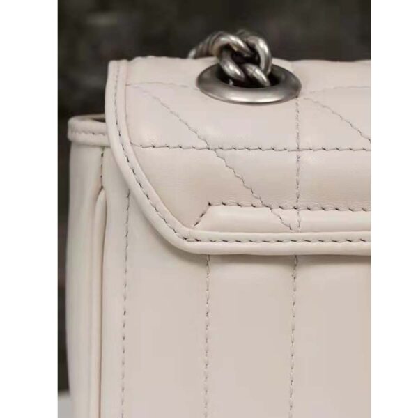 Gucci Women GG Marmont Mini Shoulder Bag White Double G Matelassé (7)