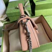Gucci Women GG Marmont Mini Top Handle Bag Beige Matelassé Leather