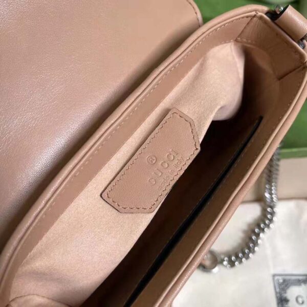 Gucci Women GG Marmont Mini Top Handle Bag Beige Matelassé Leather (8)