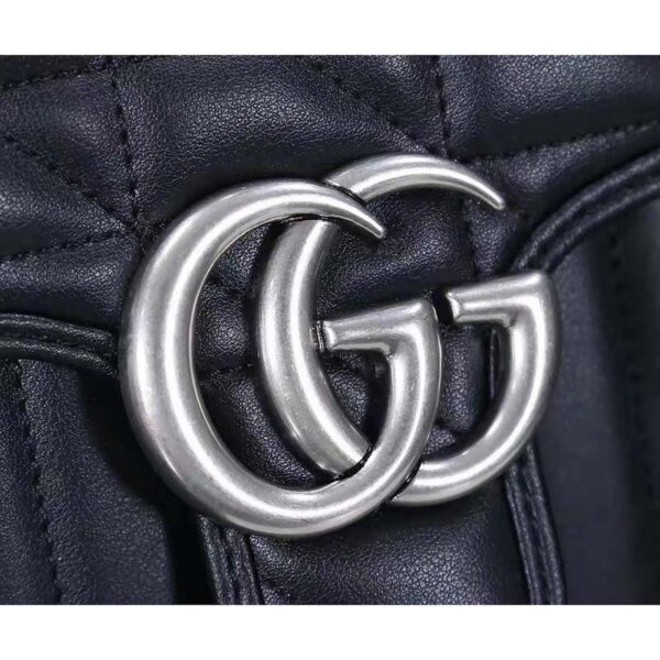 Gucci Women GG Marmont Mini Top Handle Bag Black Matelassé Leather (4)
