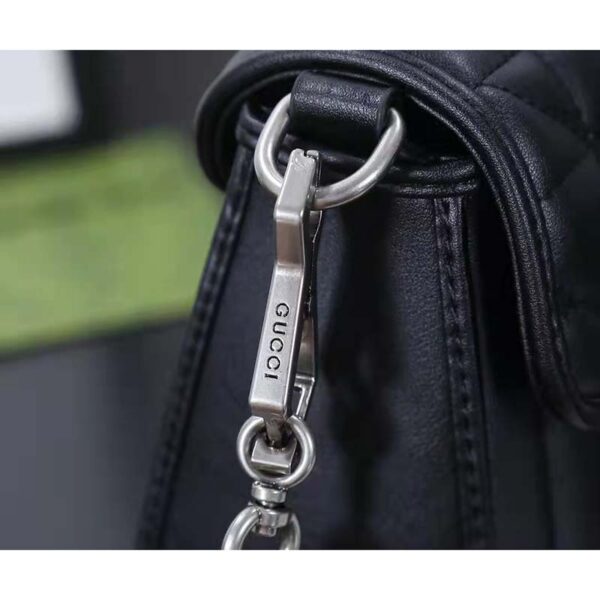 Gucci Women GG Marmont Mini Top Handle Bag Black Matelassé Leather (5)