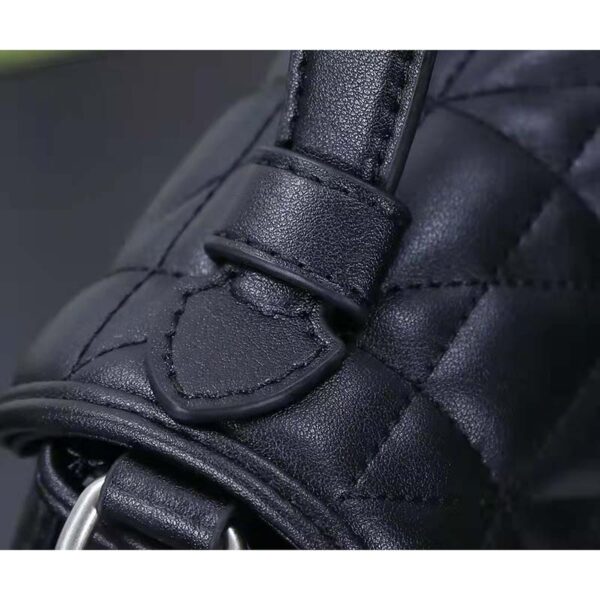 Gucci Women GG Marmont Mini Top Handle Bag Black Matelassé Leather (6)