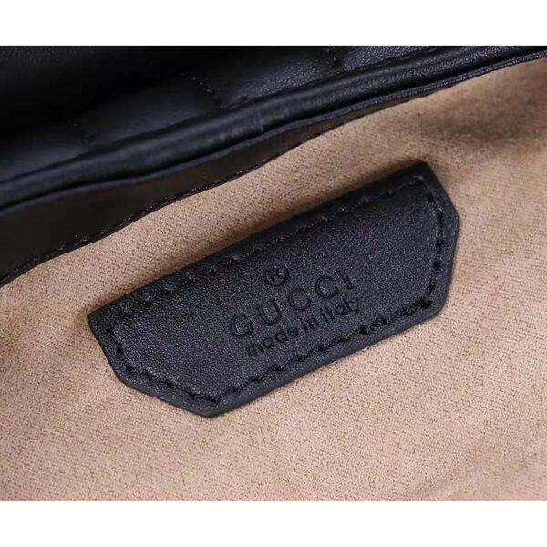 Gucci Women GG Marmont Mini Top Handle Bag Black Matelassé Leather (9)