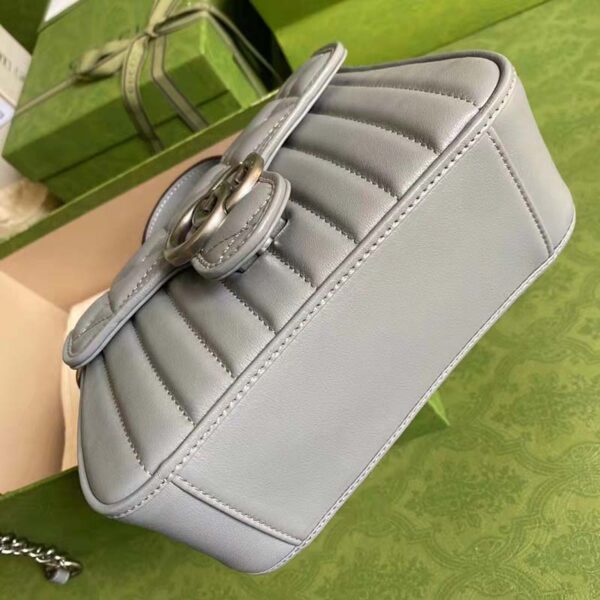 Gucci Women GG Marmont Mini Top Handle Bag Grey Matelassé Leather (3)