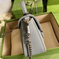 Gucci Women GG Marmont Mini Top Handle Bag Grey Matelassé Leather
