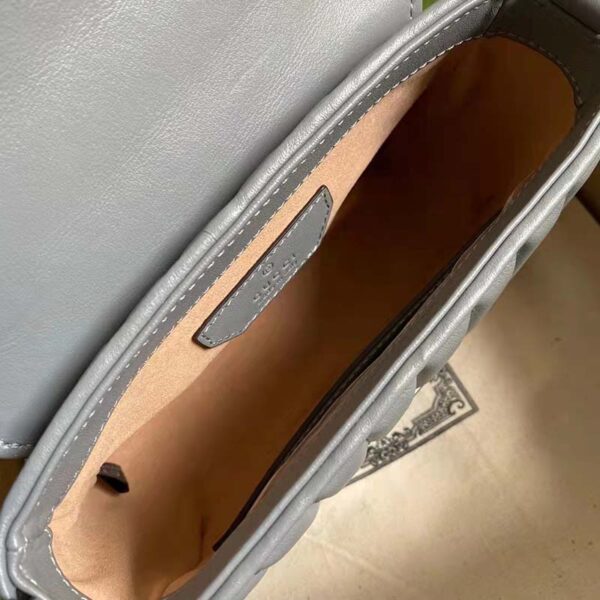 Gucci Women GG Marmont Mini Top Handle Bag Grey Matelassé Leather (7)