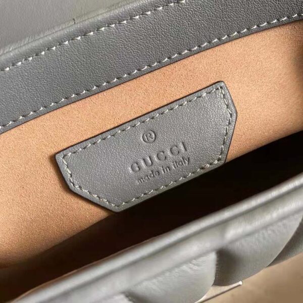 Gucci Women GG Marmont Mini Top Handle Bag Grey Matelassé Leather (8)