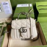 Gucci Women GG Marmont Mini Top Handle Bag White Matelassé Leather - Image 2