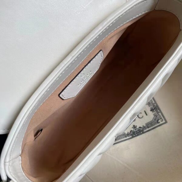 Gucci Women GG Marmont Mini Top Handle Bag White Matelassé Leather (8)