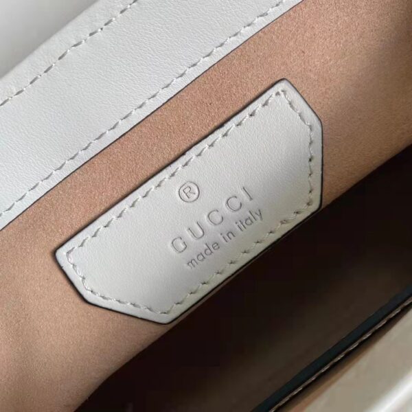 Gucci Women GG Marmont Mini Top Handle Bag White Matelassé Leather (9)