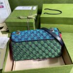 Gucci Women GG Marmont Multicolor Small Shoulder Bag Blue Pink Canvas - Image 3